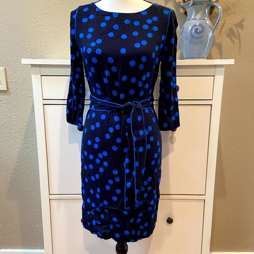Boden navy and blue polka dot dress